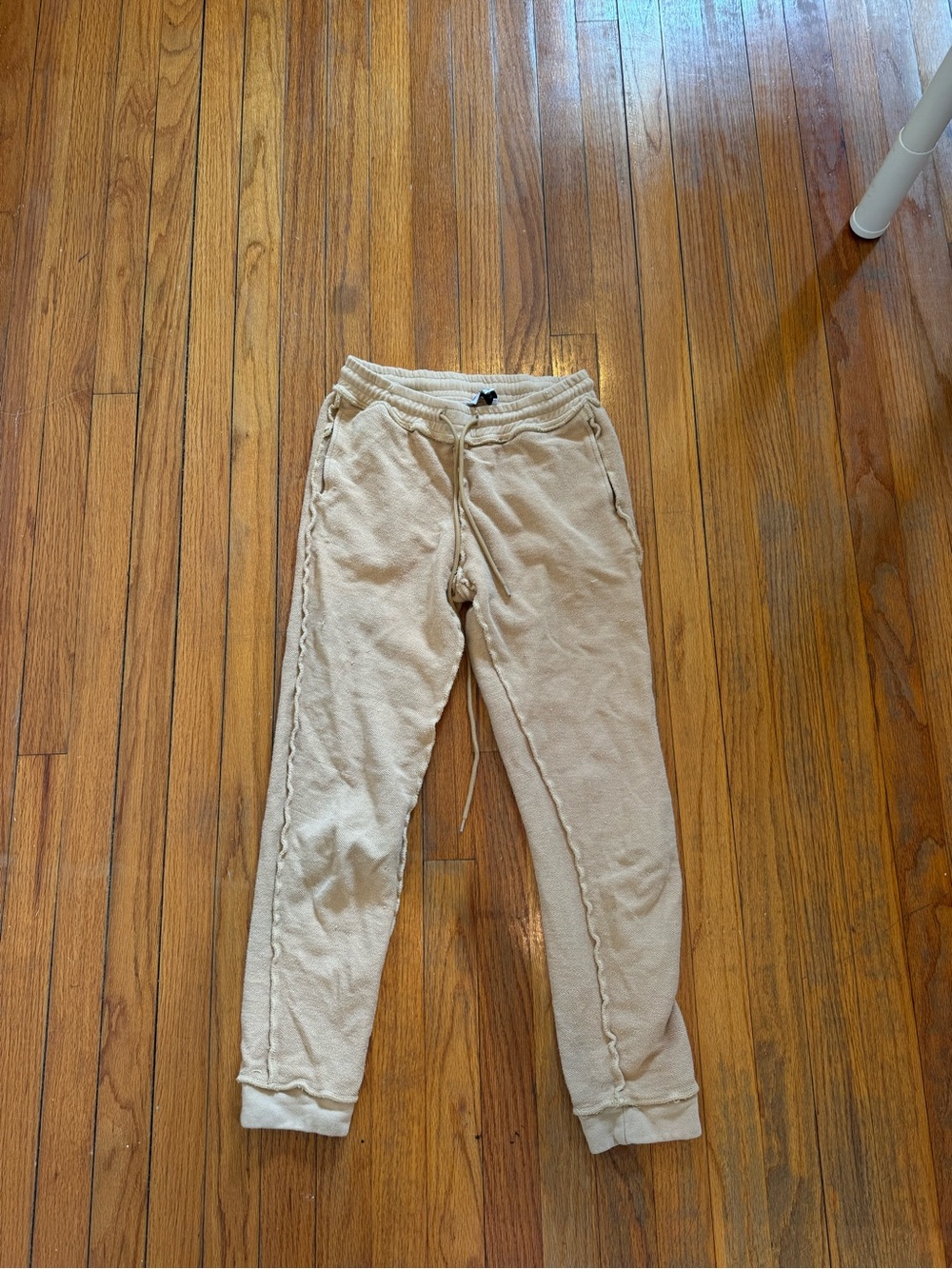 Beige Drawstring Jogger Pants